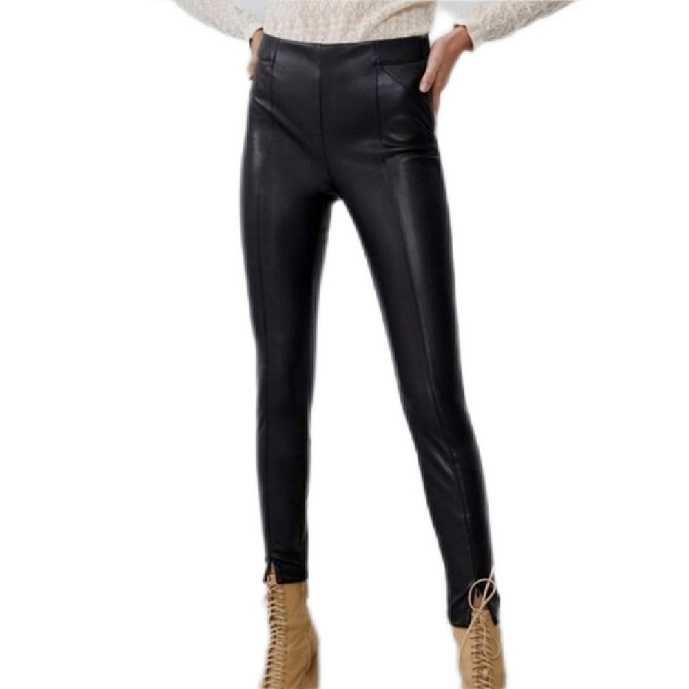 Zara Faux Leather Skinny Pants Women's Medium Leggings Indie Sleaze Biker Zipper